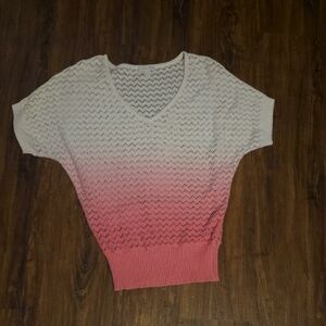 New York & Company Boho Pink and White Knit Top